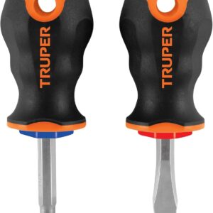 Truper JDT-2B, Juego de 2 desarmadores 3/16x4, mango comfort grip