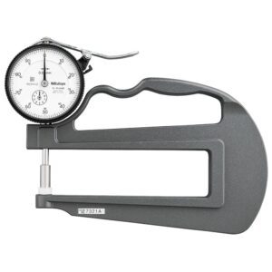 Mitutoyo Dial calibre de espesor, yunque plano, métrico, Dial, Deep Throat, 0-10mm Range, 0.01mm Graduation, +/- 15 micrometer Accuracy