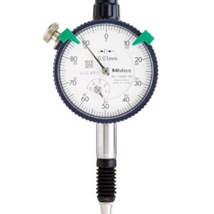 Mitutoyo 3050S Dial Indicator, M2.5X0.45 Thread, 8mm Stem Dia., Lug Back, White Dial, 0-100 Reading, 78mm Dial Dia., 0-20mm Range, 0.01mm Graduation, -0.02mm Accuracy