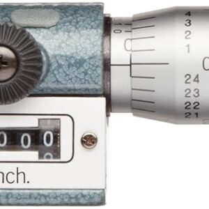 Mitutoyo 250-312 Micrometer Head, with Digit Counter, 0-1" Range, 0.0001" Graduation, +/-0.0001" Accuracy, Ratchet Stop Thimble, Flat Face