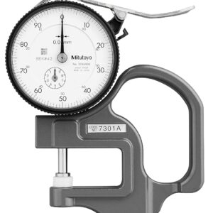 Mitutoyo 7301A - Medidor de espesor de esfera, rango de 0-10 mm, precisión de ±15 um, graduación de 0,01 mm, fuerza de medición de 1,4 N o menos