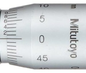 Mitutoyo Cabezal de micrómetro 153-101, eje no giratorio, rango de 0-15 mm, graduación de 0.001 mm, precisión de +/-0.003 mm, dedal liso, cara plana, vernier (0.001 mm)