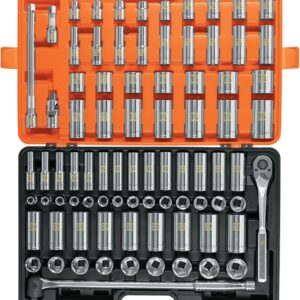 Truper JD-1/2X83MP, Juego de 83 herramientas cuadro 1/2" estándar y milimétrico estuche plástico con asa