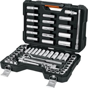 Truper JD-1/2X56MP, Juego de 56 herramientas cuadro 1/2" estandar y mm para mecánico