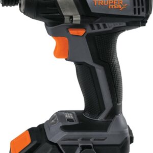 Truper Max MAX-20D, Destornillador de impacto inalámbrico 1/4", motor libre de carbones (brushless), con 2 baterías Ion Litio 2 Ah y maleta de 14", 20 V