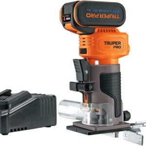Truper PRO ROUI-20A, Router inalámbrico 20 V brushless, velocidad variable con 1 batería de 4 Ah y 1 cargador