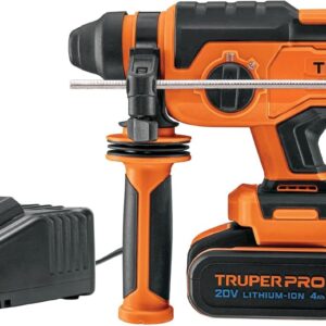 Truper PRO ROEI-20A, Rotomartillo SDS Plus inalámbrico 20 V brushless con 1 batería de 4 Ah y 1 cargador