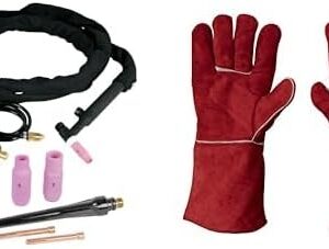 Truper AN-GRUPO1 Antorcha para soldadoras SOIN-250, SOMU-200X y SOMU-250X, color, pack of/paquete de 1 + Truper GU-505, Guantes rojos para soldador