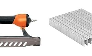 Truper ENNE-160, Engrapadora neumática calibre 16 + Truper GRANEU-3/8-16, Caja con 5000 grapas corona 3/8" calibre 22 largo 16mm para engrapadora ENNE-70