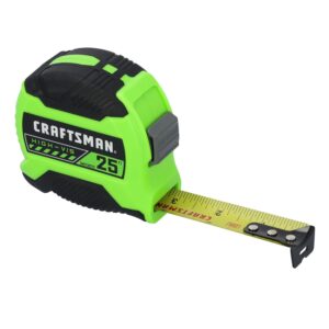 CRAFTSMAN - Cinta métrica de alta visibilidad, 25 pies, color negro y verde (CMHT38225LW)