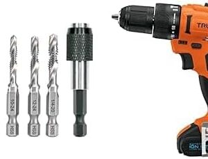 Truper JBMT-6, Juego de 6 brocas HSS con machuelo para metal + Truper ROTI-12A, Rotomartillo inalámbrico 3/8" 12 V