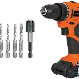 Truper JBMT-6, Juego de 6 brocas HSS con machuelo para metal + Truper TALI-12A2, Taladro inalámbrico 3/8", 12 V con 1 Batería de Ion Litio 2 Ah