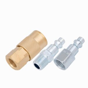 CRAFTSMAN - Kit de acoplador/enchufe universal NPT de 1/4 pulgadas, 3 piezas, intercambio industrial, construcción de acero y latón