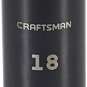 CRAFTSMAN Casquillo de impacto, profundo, SAE, 3/8 pulgadas. Drive, 18 mm (CMMT15907)