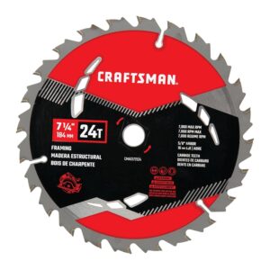CRAFTSMAN - Hoja de sierra circular de carburo de 7-1/4 pulgadas, 24 dientes con eje de 5/8 pulgadas para enmarcar (1 paquete) (CMAS372524)