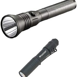 Streamlight 66318 MicroStream LED Pen Flashlight + Streamlight 75763 Stinger LED HPL Flashlight with 120V AC/12V DC Chargers, Black - 800 Lumens
