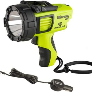 STREAMLIGHT - Foco ligero recargable de largo alcance de 1000 lúmenes, Waypoint 300 amarillo, con cargador de CA de 120 V con cable recargable Waypoint/Super Siege de 12 V CC