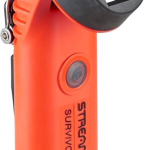 Streamlight 91802 Survivor Pivot 325 lúmenes en ángulo recto articulado linterna recargable de doble haz con 120 V/100 V CA/12 V CC y clip, naranja