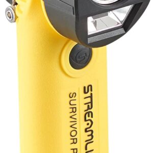 Streamlight 91839 Survivor Pivot USB 325 lúmenes en ángulo recto, linterna recargable de doble haz con imán y clip, amarillo
