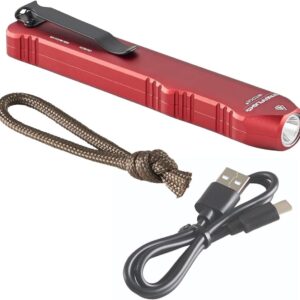 Streamlight 88814 Wedge 300 lúmenes - Linterna delgada de transporte diario, incluye cable USB-C y cordón, rojo