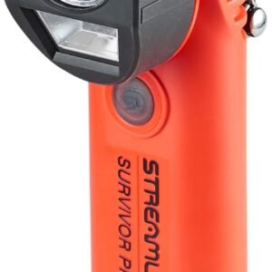 Streamlight 91804 Survivor Pivot USB 325 lúmenes en ángulo recto, linterna recargable de doble haz con clip, naranja