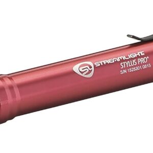 Streamlight 66120 Stylus Pro 100-Lúmenes LED Linterna de Bolígrafo con 2 Baterías Alcalinas AAA, Roja