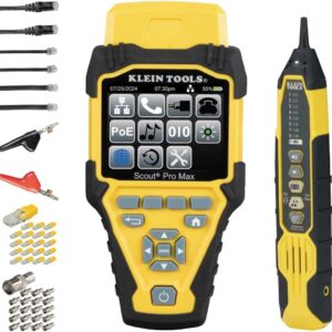 Klein Tools 80179 Scout Pro Max VDV - Probador de cables de red con sonda de rastreo remoto y digital para conectores coaxiales, telefónicos y RJ
