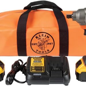 Klein Tools BAT20CW1 - Juego de llaves de impacto operadas con batería de 1/2 pulgadas, diseño compacto para un excelente control en espacios reducidos