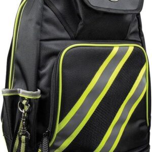 Klein Tools 55597 Mochila para bolsa de herramientas, organizador de herramientas Tradesman Pro con 39 bolsillos, reflectante de alta visibilidad, correas acolchadas para el hombro, base moldeada