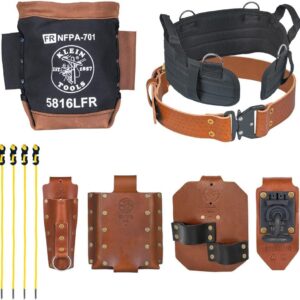 Klein Tools 5800IWBL Ironworker - Sistema de cinturón de Soporte para Herramientas, Juego de 8 Piezas, cinturón de liberación rápida, Bolsa de Pernos, Soportes, Correas de tensión, Pro-Pad, Grande