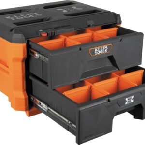 Klein Tools 54822MB MODbox Caja de herramientas de 2 cajones, organizador de herramientas de doble cajón, módulo apilable, capacidad de 50 libras