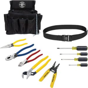 Klein Tools 92911 - Juego de herramientas para aprendices, 4 alicates, pelacables y cortadores, 4 destornilladores, cinturón y bolsa, 11 piezas