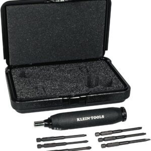 Klein Tools 57032 Juego de destornilladores, kit de destornillador de torsión con Phillips, ranurado, puntas cuadradas, destornillador de tuerca de 1/4 pulgadas, funda incluida, 6 piezas