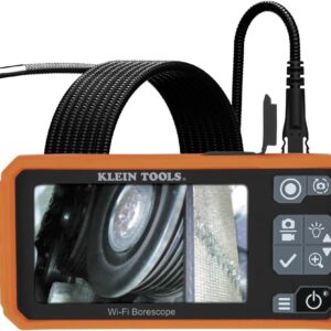 Klein Tools ET19 Wi-Fi Pro Boroscopio con Doble Lente, 5.5 mm 9.8 pies blindado Impermeable Cuello de Cisne Serpiente, LED, visualización LCD de 4.3 Pulgadas, inspección endoscópica