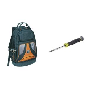 Klein Tools 55421BP14 Maleta Backpack Tradesman Pro + Desarmador Multipuntas para Electronica 4 en 1 con Casquillo Giratorio, puntas Phillips y ranuradas - 32581 Klein Tools