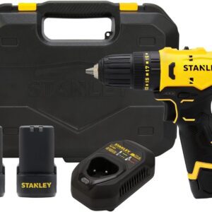 STANLEY Kit Taladro Inalámbrico, Percutor, Atornillador, 12V, 3/8" (10mm), incluye baterías, cargador, caja (SCH10D2K)