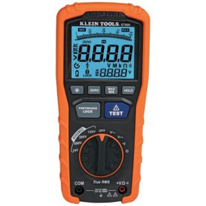 Klein Tools ET600 multímetro, probador de aislamiento, 4000 ohmios de resistencia, 125 V/250 V/500 V/1000 V, multímetro TRMS de rango automático
