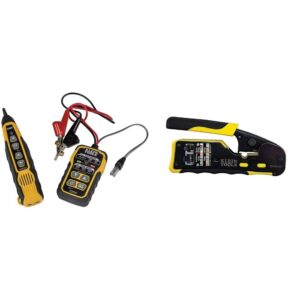 Klein Tools VDV500-820 Rastreador de cables con sonda para cables RJ11 y RJ45 + VDV226-110 Crimpadora de alambres/cortador de alambres