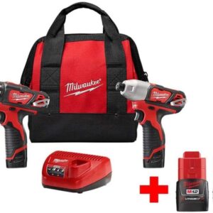 M12 Kit combinado de taladro inalámbrico de iones de litio de 12 voltios/atornillador de impacto