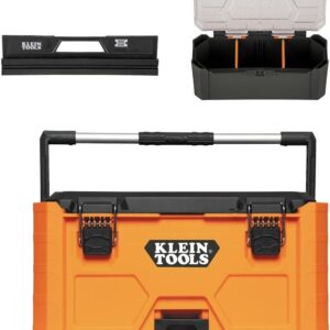 Klein Tools 80175 MODbox - Caja de herramientas mediana con compartimento de piezas y accesorio de riel interno, sistema de almacenamiento de herramientas modular, 3 piezas