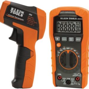 Klein Tools 80063 - Kit de 2 piezas de multímetro y termómetro infrarrojo, kit de prueba eléctrico y de temperatura con cables de prueba, termopar, bolsa, baterías