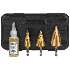 Klein Tools - Juego de 3 brocas para electricista con doble estriado en espiral, revestimiento de nitruro de titanio, vástago de impacto de 1/4 pulgadas, funda, 17 tamaños