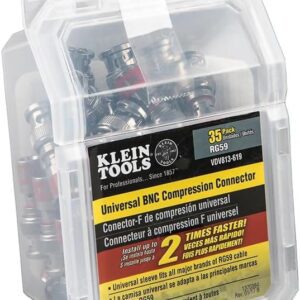 Klein Tools VDV813-619 Conector Compresión Universal BNC RG59 Paquete con 35 pzas.