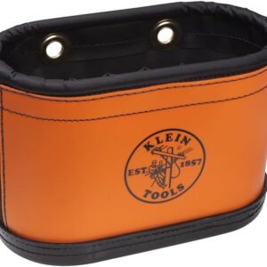Klein Tools 5144BHB Bucket, 6 Canvas w/ Orange PVC Wrap, Oval Aerial Basket without Hooks, 15 Pockets