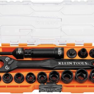 Klein Tools 65400 KNECT - Juego de llaves de paso a través de 15 piezas, juego de llaves de impacto SAE con funda MODbox, enchufes, brocas, accesorios y adaptador de unidad de 3/8 pulgadas