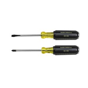 Klein Tools 32008 Juego de destornilladores Phillips y demolición con tapa de metal chapado y hoja tratada térmicamente, fabricado en Estados Unidos, 2 piezas