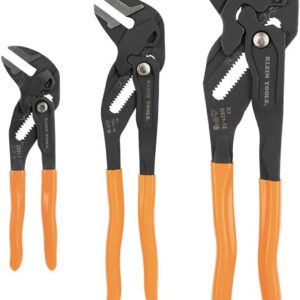 Klein Tools D53103KIT - Juego de llaves de alicates ajustables, compactos de alto apalancamiento paralelo liso, 7 pulgadas, 10 pulgadas y 12 pulgadas, 3 piezas