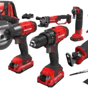 CRAFTSMAN V20 Kit combinado de herramientas eléctricas, juego de herramientas eléctricas inalámbricas de 7 herramientas con 2 baterías y cargador (CMCK700D2)