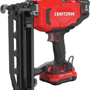 CRAFTSMAN V20 Kit de clavadora de acabado inalámbrico, pistola de uñas, 16GA, 2-1/2 clavos, batería y cargador incluidos (CMCN616C1)