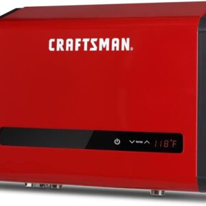 CRAFTSMAN - Calentador de agua sin tanque de 24 kW eléctrico de 240 voltios 3.74 GPM, tecnología de auto-modulación multiaplicación para toda la casa, agua caliente bajo demanda, visualización digital de temperatura 2023 versión mejorada rojo claro